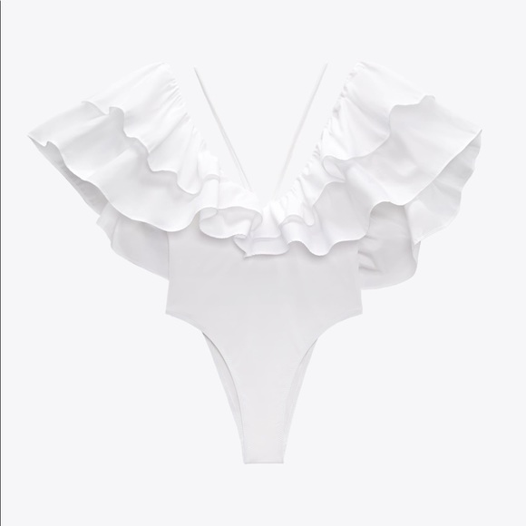 Zara LARGE RUFFLE SWIMSUIT - Picture 9 of 9